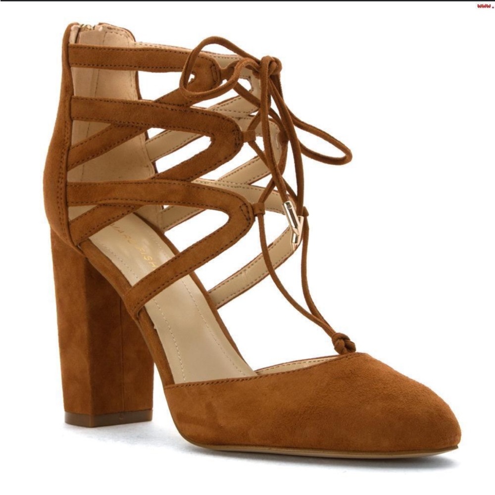 Marc Fisher Brown Lace-Up Heels